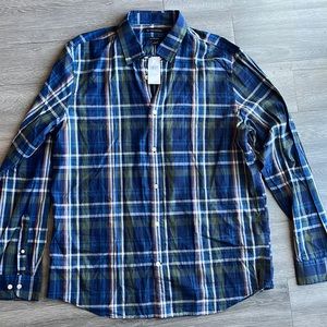 NWT Banana Republic Plaid Untucked Slim Fit Shirt